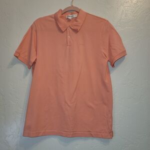 Calvin Klein Womens Sz S Polo T-Shirt Peach Pink 100% Cotton Preppy Academic